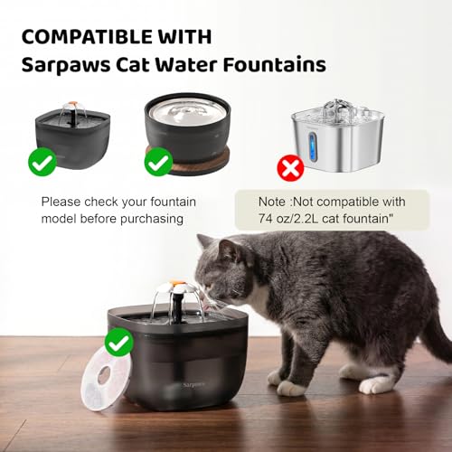 SARPAWS 8 Pack Replacement Filters & 8 Pack Pre-Filter Sponges Set – Official Replacement Filters for Sarpaws Cat Drinking Water Fountains Dog Water Dispenser-FW1 and W8-L-E