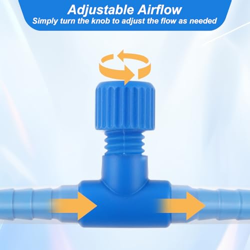 Psyqtsuary Aquarium Air Valve, 10 Pcs T Shaped Aquarium Air Control Valve Single Way Plastic Adjustable Air-Flow Control Regulator Aquarium-Air Pump Accessories for Fish Tank 3/16" ID Tubing (Blue) - color: Blue