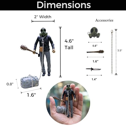 Floating Fish Tank Decoration- Chained Killer of The Deep, Survival Horror Action Figure with Detachable Gas Mask & Weapons - Resin Sinking Ornament with Stone Anchor, Cool DIY Aquarium Decoration