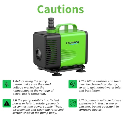 FREESEA Submersible Water Pump for Pond: 1350GPH 150W Fountain Pump with 6.6ft Tubing for Aquarium Fish Tank Waterfall Hydropoic - size: 150W/1350GPH