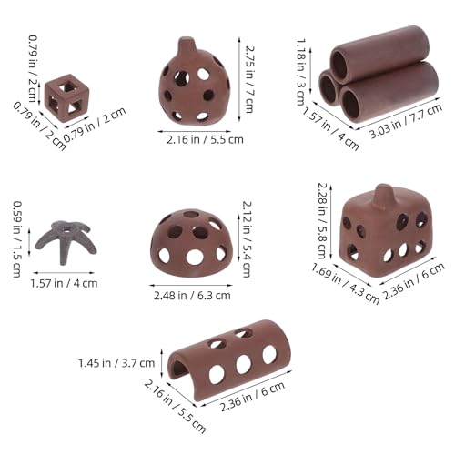 SUPVOX 7pcs Ceramic Fish Hideout Cave Set Aquarium Shrimp Shelter Breeding Ornament Tank Landscaping Decoration for Fish and Shrimp