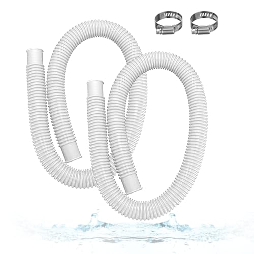 1.5" x 59" Pool Hoses for Above Ground Pools – 2-Pack Pool Pump Replacement Hose with 8 Clamps, Compatible with Intex, Coleman, Summer Waves Pool Pumps & Filters (White 2pcs-1.5“) - color: White 2pcs-1.5“
