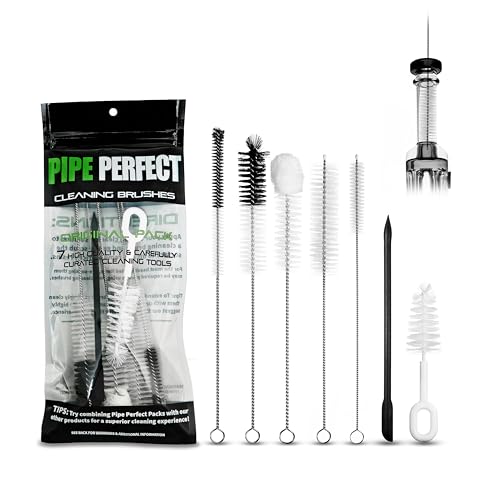 Pipe Perfect Original Cleaning Brush Set – Multi-Size Detail Brushes for Glass, Bottle, Tube & Narrow Openings | Deep Cleaning Kit for Hard-to-Reach Areas | Durable Reusable (Original Pack)