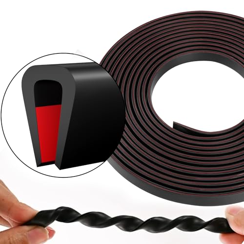 Silicone Edge Trim Self-Adhesive U Channel Silicone Edge Trim Edge Protector for Sheet Metal (Black, Fit 1/8" - L 10') - color: Black, size: Fit 1/8" - L 10'