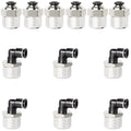 TAILONZ PNEUMATIC Elbow and Straight Combination 1/4 Inch Tube OD x 1/2 Inch NPT Thread Push to Connect Fittings PC-1/4-N4+PL-1/4-N4(Pack of 12) - size: 1/4"OD x 1/2"NPT