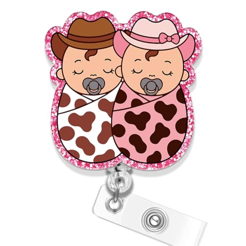 Cute Labor and Delivery Badge Reel, OBGYN Pediatric Nurse Badge Holder Retractable Cowboy Baby ID Clip for RN Hospital Nurse Nursing Medical Assistant Worker - color: Cowboy Baby