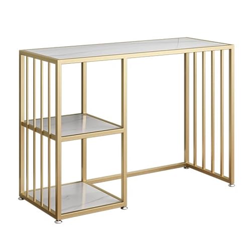 Robot Vacuum Stand with Hidden Storage Shelves, Floor-Standing Fish Tank Rack & End Table for Living Room & Home Office, Stylish Gold & White, 70cm/27in - color: Gold+white, size: 70cm/27in