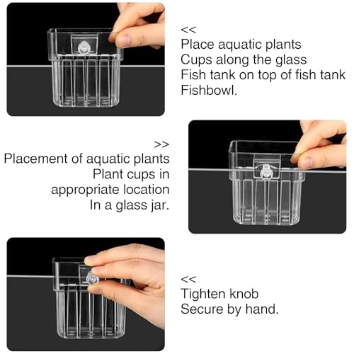 4 Pcs Aquarium Plant Holder,Hanging Fish Tank Plant Pot Aquarium Planter Cups,Suitable for Fish Tank Scene Arrangement of a Variety of Plants Hydroponics