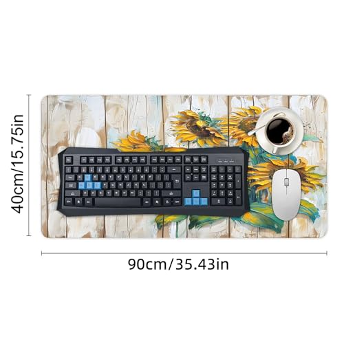 XXL Gaming Mouse Pad Sunflower Wood Flower XXL Gaming Mouse Pad Large Desk Mat Protector for Desktop, Anti-Slip Rubber Extended Computer Keyboard Mat Writing Pad for Work Office, 15.7*35.4 In,B-1483 - color: B-1483, size: 15.7*35.4 In