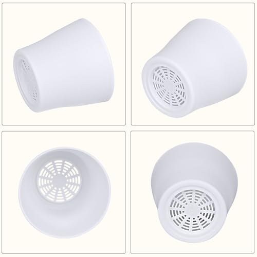 JERIA 16-Pack 4" Plastic Flower Plant Pots Thickened Seedlings Nursery Pots, Flower Plant Container Seed Starting Pots with Pallet (White) - color: White