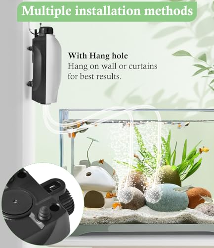 HITOP Upgraded 2W Adjustable Single Outlet Aquarium Air Pump, 44GPH Mini Quiet Fish Tank Aerator with Accessories, Oxygen Pump for Small Tank up to 40Gallon - style: 44GPH(with knob)