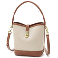 FOXLOVER Coated Canvas Bucket Crossbody Bags for Women Top-Handle Handbags Small Satchel Purse Trendy Twist Lock - color: Brown a