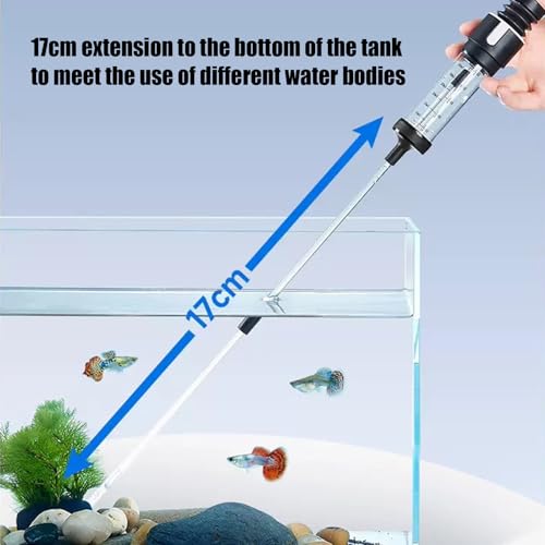 Aquarium Vacuum, Gravel Cleaner, 1.57x6.3 Inches Manual Pump Tool Suction Filter with Waste Remover Function, Ideal for Fish Tank Cleaning, Turtle Ponds, Freshwater Maintenance