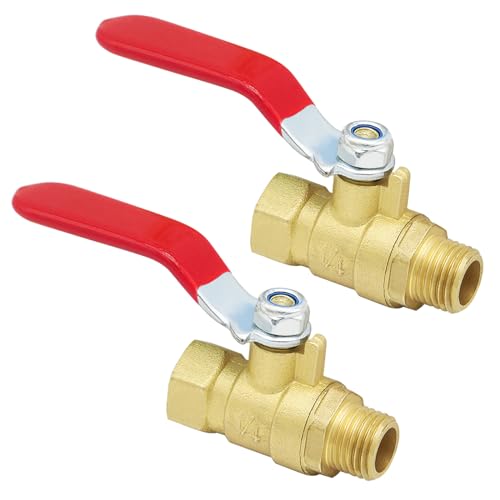 Heavy Duty 1/4 inch NPT Brass Ball Valve Air Compressor Shut Off Valve, 1/4" Male NPT x 1/4" female NPT (2Pcs) - size: 1/4" ball valve(2Pcs)
