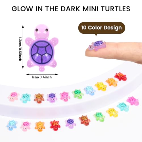 200pcs Mini Resin Turtles Luminous Tiny Turtle for Crafts Dollhouse Miniatures Mini Resin Things Animals for Fairy Garden Micro Landscaping Decoration Home Decor, 10 Colors(0.4 * 0.5inch) - color: 200pcs Mini Resin Turtles(0.4 * 0.5inch)