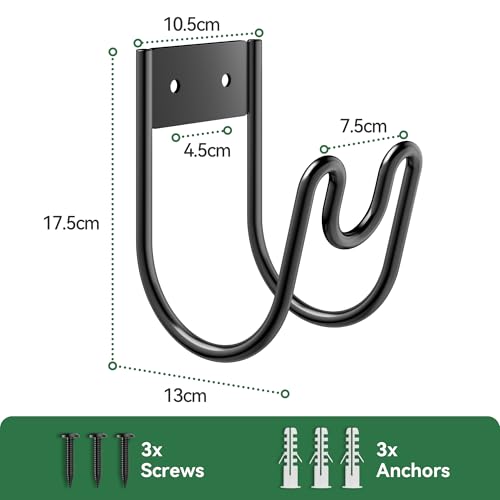 Black Metal Garden Hose Holder - Wall Mounted Water Hose Holder - Hose Hanger Heavy Duty for Water Hose Extension Cords Vacuum Hose (1 Pack) - size: 1 Pack