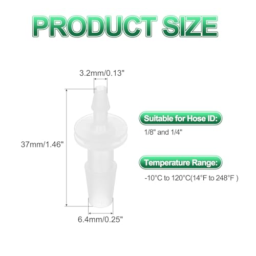 PATIKIL Hose Barb Reducer, 6 Pcs 1/4" to 1/8" Hose ID Connectors Joint Plastic Pipe Fitting Splicer Mender Union Adapter for Air Water Fuel Gas Aquarium, White
