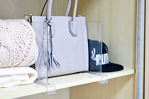 CY craft Shelf Dividers for Closets, Clear Acrylic Shelf Divider for Wood Shelves and Clothes Organizer/Purses Separators Perfect for Kitchen Cabinets and Bedroom Organizer,2 Pieces - color: Clear 2 Pcs