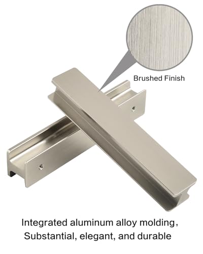 5 Pack Modern Stick On Handles for Kitchen Cabinets 5 Inch Long Brushed Nickel Sliding Closet Door Handles Self Adhesive Drawer Pulls No Drill Furniture Peel and Stick Handle - color: H-Brushed Nickel, size: 5 Inch