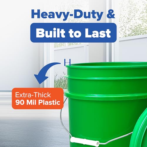 ePackageSupply 5 Gallon Plastic Bucket with Airtight Lid | Food Grade Bucket | BPA-Free | Heavy Duty 90 Mil All Purpose Pail | One 12" Rubber Mallet & One Lid Opener Included | 3 Pack - color: Green, size: 3 Packs