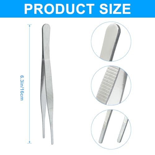 2 Pcs 6 Inch Stainless Steel Forceps, Straight Metal Tweezers General Application for Kitchen, Crafts, Plants - size: 6 Inch