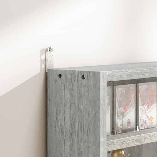 HOMCOM 5-Tier Display Cabinet, Glass Door Cabinet with Adjustable Shelves, Wall-Mounted Display Case for Playroom, Bedroom, Gray - color: Grey