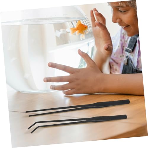 TOYANDONA 4pcs Stainless Steel Aquarium Tweezers Set 27cm Long Feeding Tongs Curved and Straight Tips for Fish Tank Planting and Aquascaping Tools