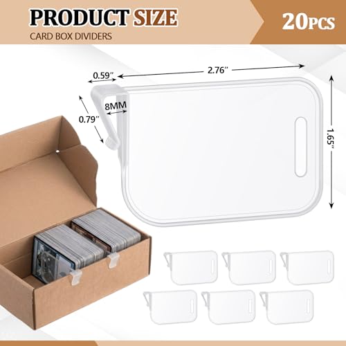 Chunful 20 Pcs Card Box Dividers, PP Trading Card Dividers Clip Storage Separator Clips the Cardboard Side Wall for Sports Baseball Cards Organizer for Collector (Clear) - color: Clear
