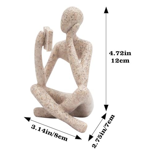 Oooct Sandstone Thinker Statue Aquarium Ornament, Small Fish Tank Decor for Freshwater & Saltwater, Abstract Aesthetic Aquarium Decoration for Tank, Pond & Terrarium - 3.1 x 2.8 x 4.9 Inch - color: Reading Statue B