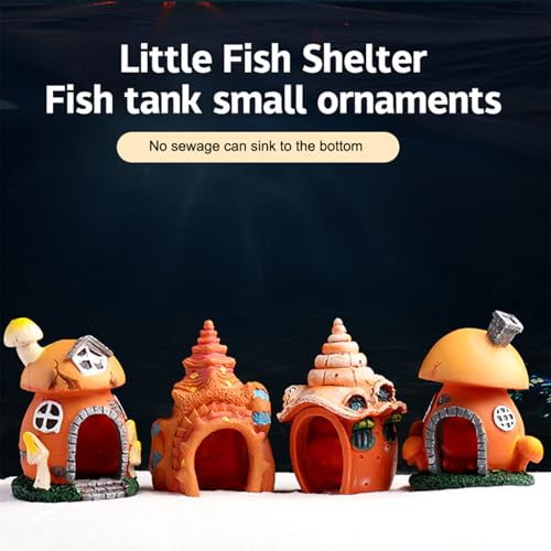 Mushroom Conch House Shelter, Aquarium Decor Fish Tank Ornament, Shrimp Hiding Cave for Fish Tank Landscaping