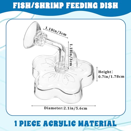 Aquarium Shrimp Fish Feeding Dish, Small Fish Feeder Dishes Clear Feeder Dish Betta Fishes Accessories Food Tray Container with Suction Cup Shrimp Tank Accessories (Sakura Shaped)