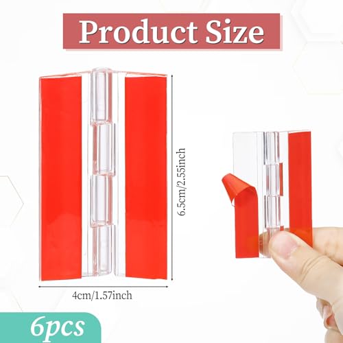 6 Pcs Self-Adhesive Clear Plastic Hinges 65x40mm Acrylic Small Hinges for Crafts Aquarium Lid Hinge Clear Foldable Hinge Tools for Cabinet Glass Furniture Display Stand
