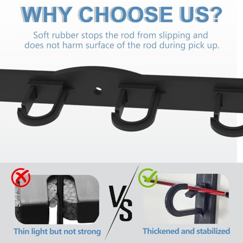 Aventik Vertical/Horizontal Fishing Rod Holder For Garage, Wall, Ceiling Holds Up To 6/12 Fishing Pole Holders (Black) - style: Black