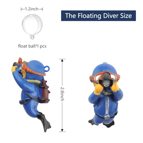 onesimcr Floating Fish Tank Decorations, Aquarium Decorations, Lovely Diver Fish Tank Decorations, Floating Device Fish Tank Accessories，Suitable for All Kinds of Fish Tanks… - color: Blue