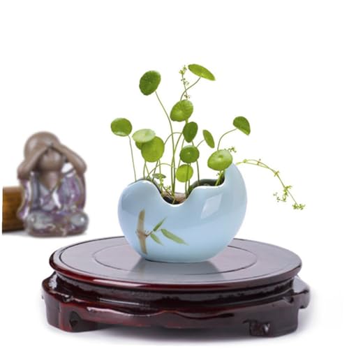 1pc Rotating Wooden Display Base for Fish Tanks Flower Pots Buddha Statues and Crafts Round Holder for Home Decoration and Showcase