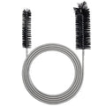 RayTour Extra-Thick Drain Brush with Stronger Spring - 67-Inch Flexible Pipe Cleaning Tool - Dual Bristle Heads - Ideal for Curved Pipes and Slim Holes – Black - style: Two Heads with Stronger Spring