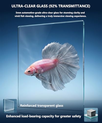 Fish Tank Kit,3.5 Gallon Small Aquarium,Ultra-Clear Nano Aquarium,Betta Fish Tank,Suitable for Small Fish Tank,Aquarium Starter kit,Desktop Fish Tank (Planet Background) - color: Planet background