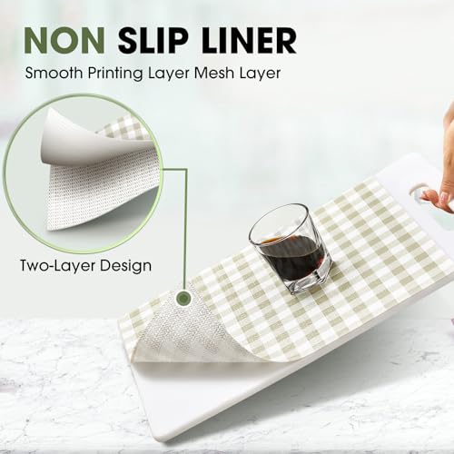 Beautysaid Shelf and Drawer Liner for Kitchen Cabinet, Non Adhesive Non Slip Shelf Paper Waterproof Washable Thickened for Dresser Pantry Shelve Bathroom Protector Liner(Checkered,12 in x 20FT) - color: Green, size: 12"W x 236"L