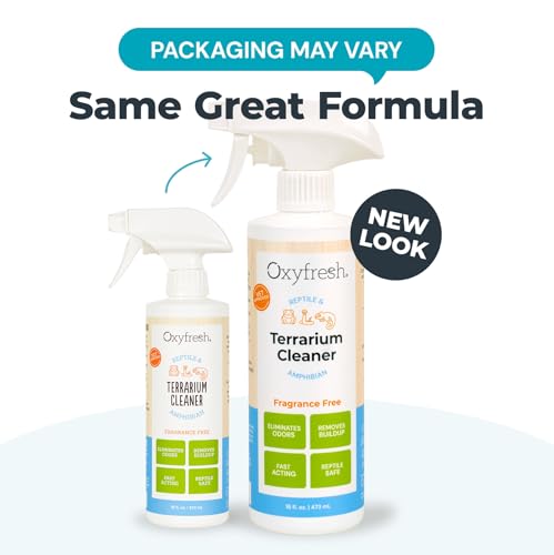 Oxyfresh Premium Terrarium Cleaner – Professional Amphibian and Reptile Terrarium Smell Eliminator – Safe & Quickly Removes Waste & Odors – Streak Free Glass – Bleach Free