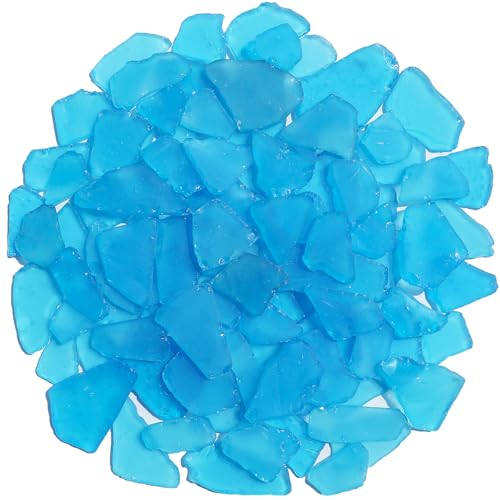 QYGL Sea Glass for Crafts - 14oz Aquamarine Blue Frosted Seaglass Pieces - Vase Filler and Aquarium Ornament, DIY Craft Supplies for Art, Beach Weddings, and Home Decor - color: Aquamarine