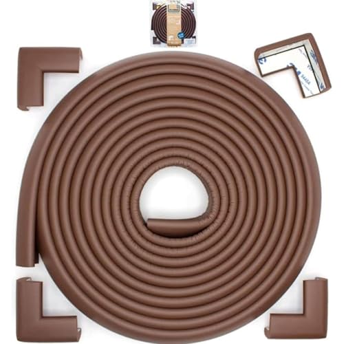 Roving Cove Slimfit Corner Edge Protector for Baby Proofing (Small 15ft Edge 4 Corners), Furniture Safety Bumper Guard, Soft NBR Rubber Foam, 3M Adhesive, Coffee Brown - color: Coffee Brown, size: Small 15 feet