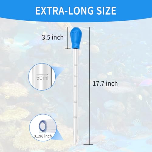17.7in 1 Pieces Long Pipette for Fish Tank Coral Food Feeder Long Syringe Reef Coral Food Spot Feeder Tube for Reef Aquatic Plant Spider Snake Lizard，for Axolotl Tank Accessories - size: 17.7 in Pipette (1 Piece)