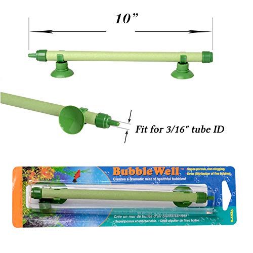 Quickun Aquarium Air Stone Bubble Wall Tube Oxygen Diffuser Bar Decor Accessory for Fish Tank 10 Inch Length,2PCS - color: Green, size: 10 inch