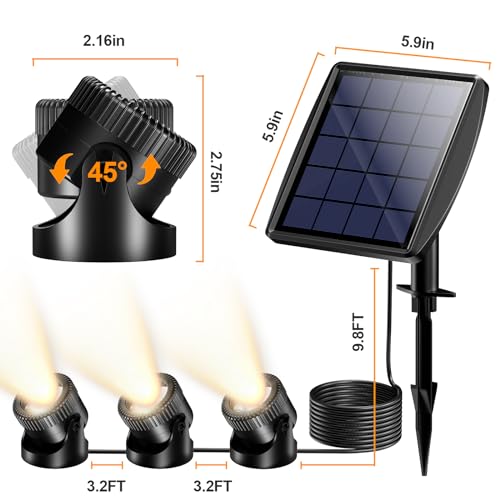 POPOSOAP 3-in-1 Solar Pond Lights, Warm White Underwater Pond Lights, IP68 Waterproof LED Fountain Lights for for Pond, Fountain, Pool Waterfall Decoration Garden Patio (3 Lights)-P63H - size: 3 Warm White Lights-Solar Powered