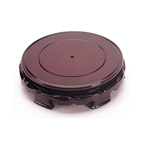 AKOAK Vintage Circular Wooden Vase Aquarium Table Lamp Teapot Base, Rotatable Home Decoration Display Stand (6.2") - size: 6.2"