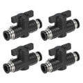 PATIKIL 8mm (3/10") Push to Connect Fittings Ball Valve, 4 Pcs 0-60 Degree BUC Air Flow Control Valve Quick Straight Connectors Air Hose Fitting for Pneumatic System Pipeline, Black - size: 8mm (3/10")