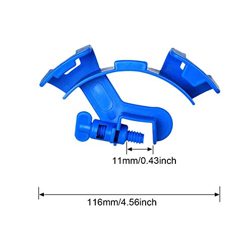 Aquarium Water Pipe Clamp Adjustable Water Hose Holder Plastic Water Tube Clamp Multifunctional Mounting Clip Blue Curved pipe clamp(3Pcs)
