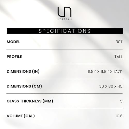 UNS Ultra Clear Rimless Tank - 10.6GAL | 40.5L - 11.81x11.81x17.71 | 30x30x45 CM, 5mm Glass Thickness, Leveling Mat Included - Low Iron, High Clarity Fish Tank w/ 45° Mitered Edge - [30T] - size: [30T] - 10.6 Gal - 11.81 x 11.81 x 17.71 in