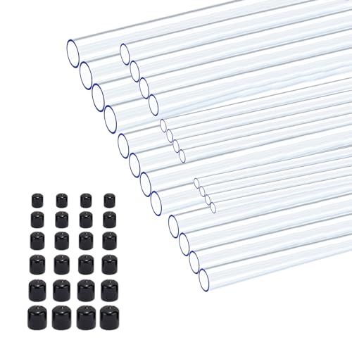 24pcs Rigid Tubing Assortment, 4mm 8mm 12mm 16mm 20mm 24mm ID, 1mm Wall thickness, with 48pcs Round Rubber Plugs For DIY and Home Repairs
