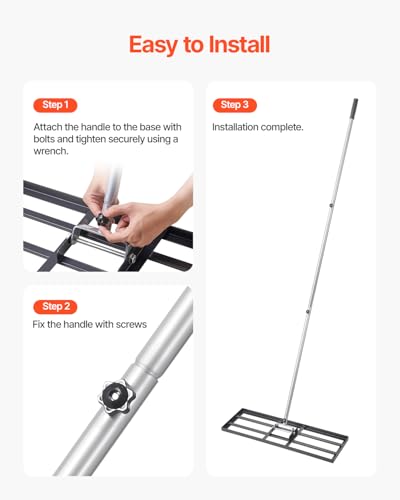 VEVOR Lawn Leveling Rake, Lawn Leveler with 83.9 in Handle, 30x10 in Ground Plate, Rust-Resistant Carbon Steel Soil Leveler, 3 Heights Adjustable, Effort Saving Lawn Leveling Tool for Yard Golf Court - size: 30"x10", style: Classic: Carbon Steel